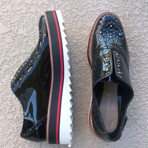 Zara Patent Platform Loafers with Stud Detail no